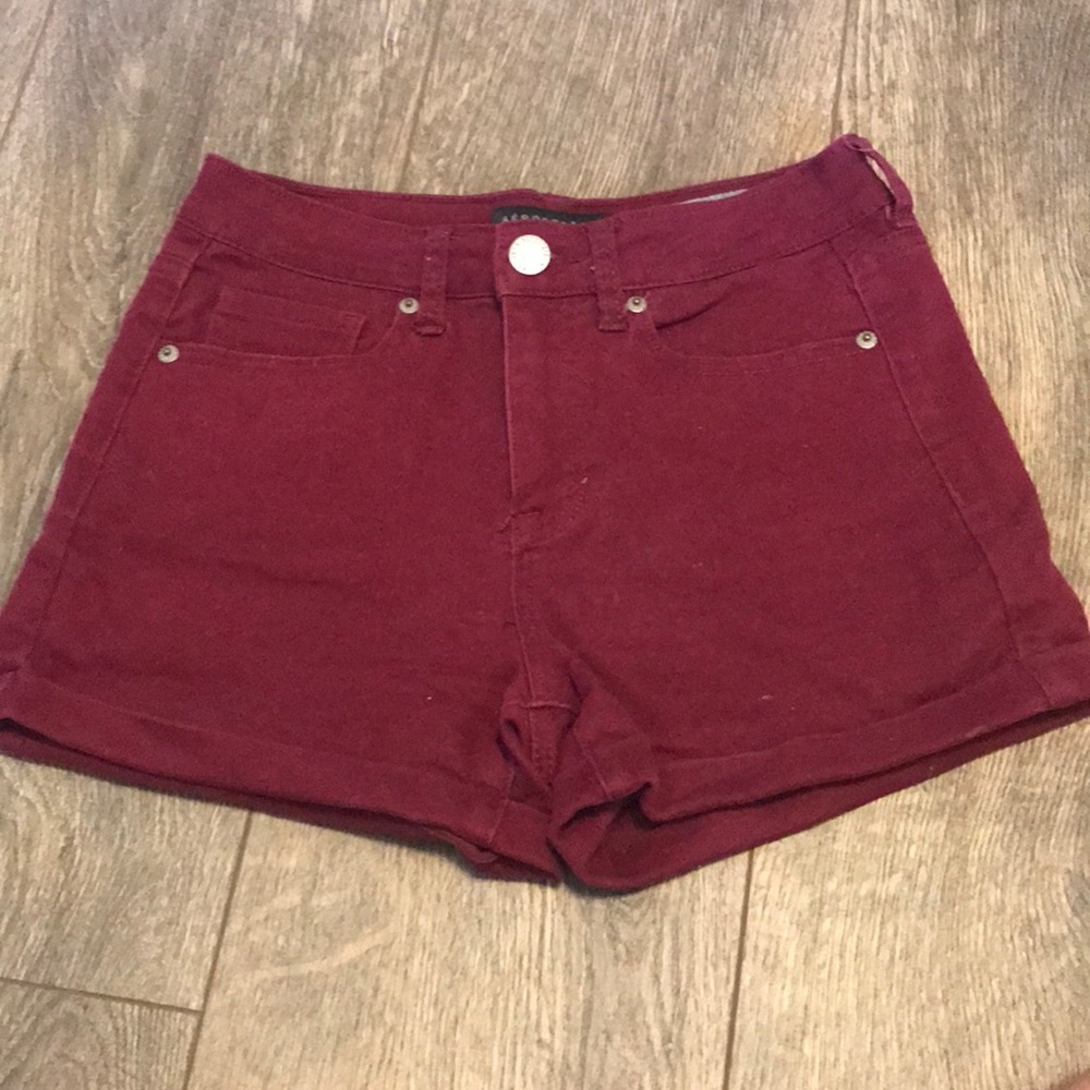 Aeropostale high rise burgundy shorts
